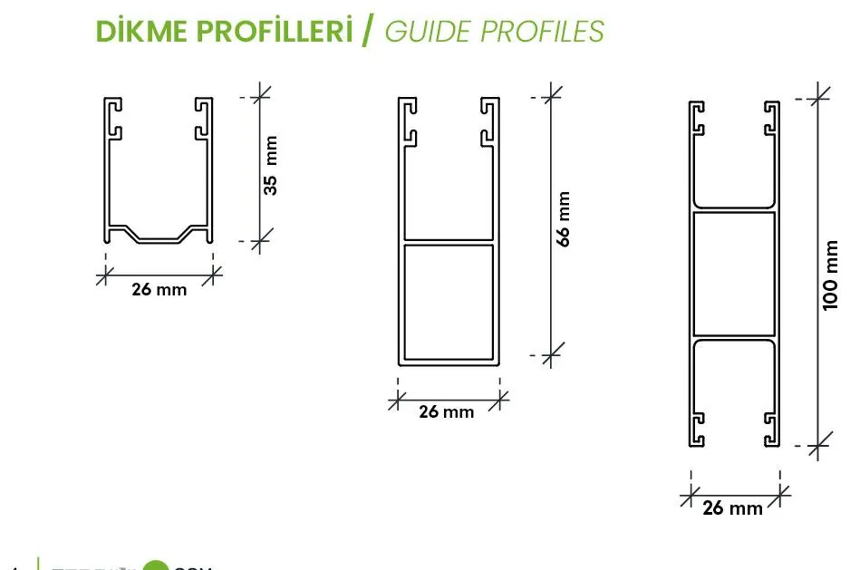 Daylight dikme profilleri ve ölçüleri